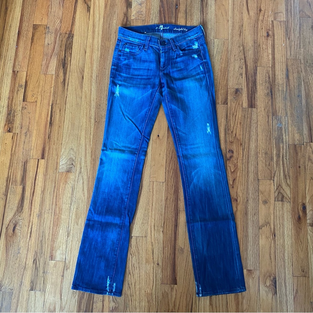 7 For All Mankind Indigo Straight Leg Jeans Women’s Size 25 - Picture 2 of 9